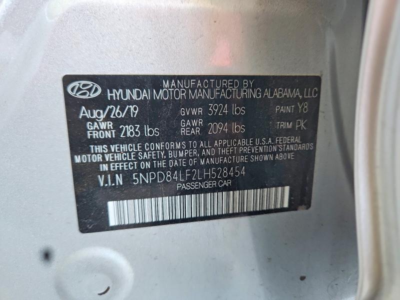 Продаж на аукціоні авто 2020 Hyundai Elantra, vin: 5NPD84LF2LH528454, номер лоту: 60012496