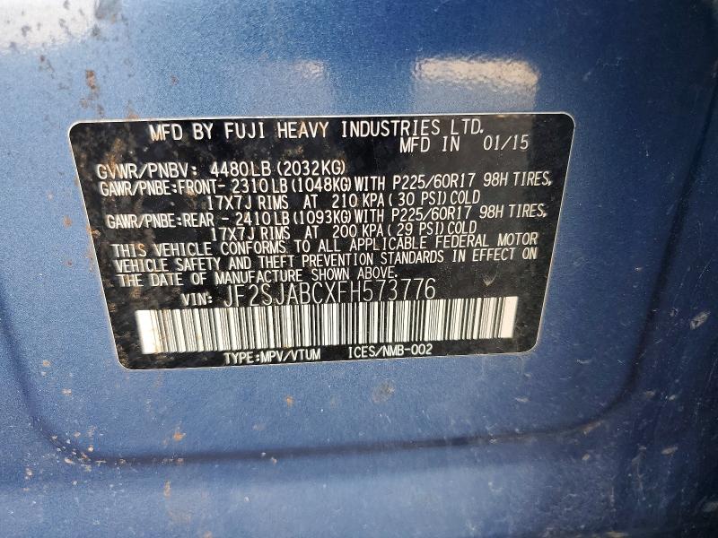 2015 Subaru Forester მანქანა იყიდება აუქციონზე, vin: JF2SJABCXFH573776, აუქციონის ნომერი: 62874406