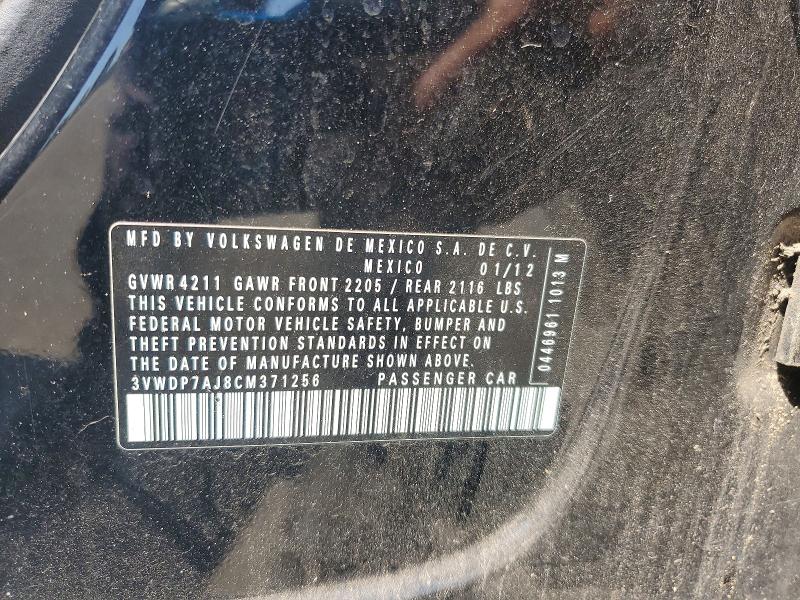 61312306 :رقم المزاد ، 3VWDP7AJ8CM371256 vin ، 2012 Volkswagen Jetta مزاد بيع