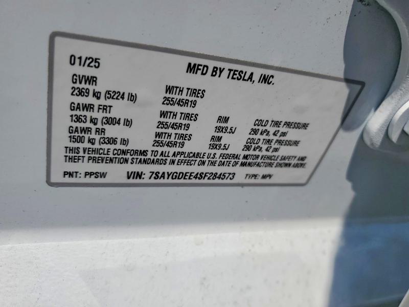 Aukcja sprzedaży 2025 Tesla Model Y, vin: 7SAYGDEE4SF284573, numer aukcji: 58049996