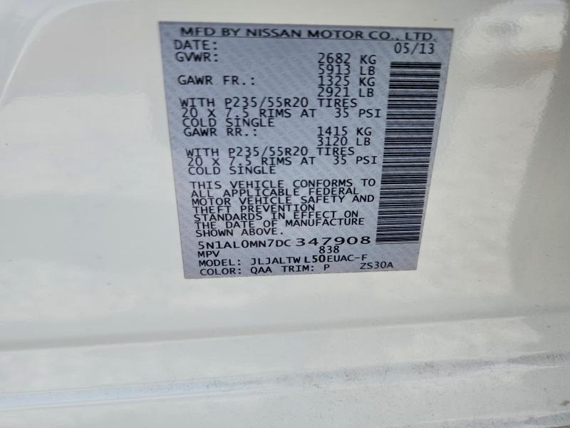 Продаж на аукціоні авто 2013 Infiniti Jx35, vin: 5N1AL0MN7DC347908, номер лоту: 61541496