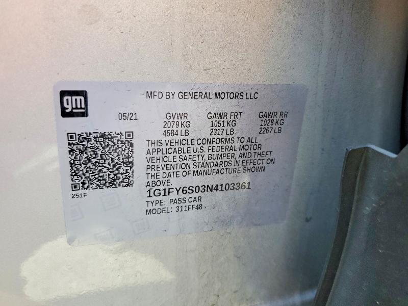 Aukcja sprzedaży 2022 Chevrolet Bolt Euv, vin: 1G1FY6S03N4103361, numer aukcji: 62669776