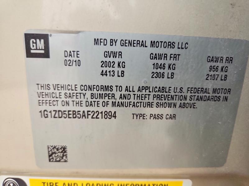 61066376 :رقم المزاد ، 1G1ZD5EB5AF221894 vin ، 2010 Chevrolet Malibu مزاد بيع