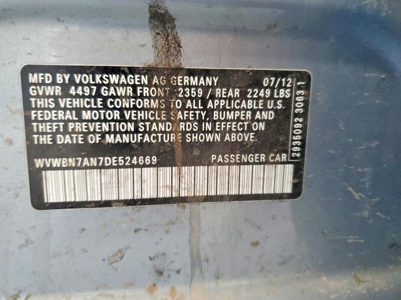 Продажа на аукционе авто 2013 Volkswagen Cc, vin: WVWBN7AN7DE524669, номер лота: 59622166
