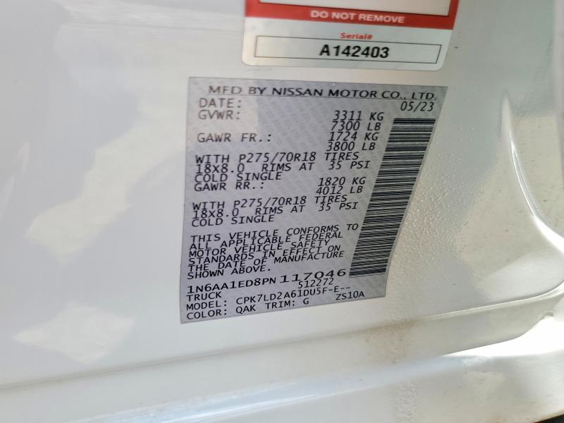 Aukcja sprzedaży 2023 Nissan Titan, vin: 1N6AA1ED8PN117046, numer aukcji: 59631396