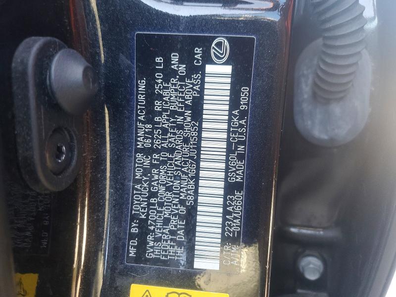 60261816 :رقم المزاد ، 58ABK1GG7JU115852 vin ، 2018 Lexus Es مزاد بيع