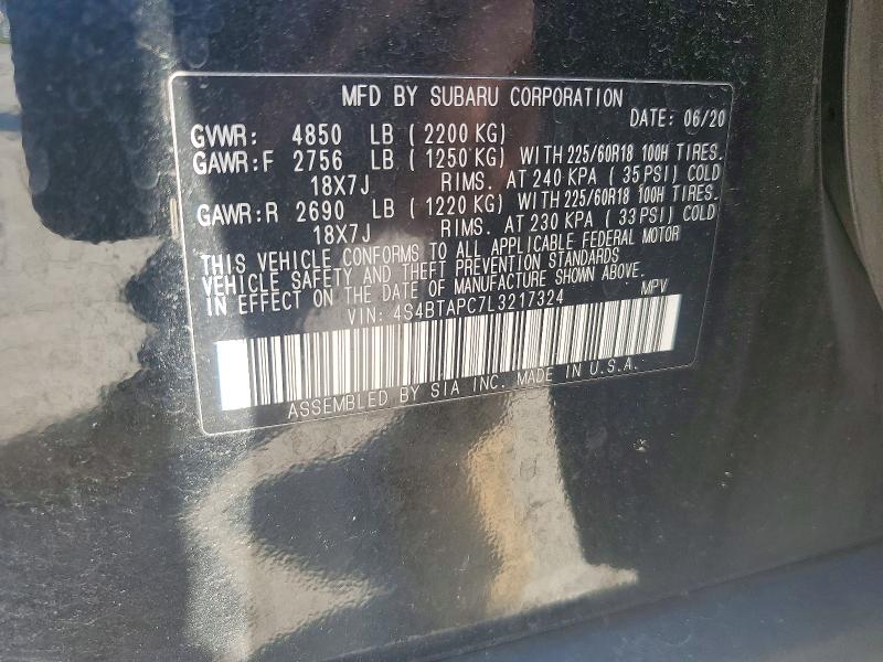 Продажа на аукционе авто 2020 Subaru Outback, vin: 4S4BTAPC7L3217324, номер лота: 60753756