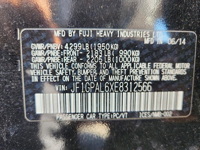 Aukcja sprzedaży 2014 Subaru Impreza, vin: JF1GPAL6XE8312566, numer aukcji: 59948556