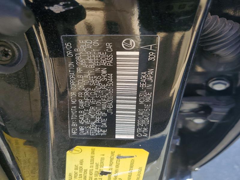 Aukcja sprzedaży 2006 Lexus Es, vin: JTHBA30G765150444, numer aukcji: 59177816