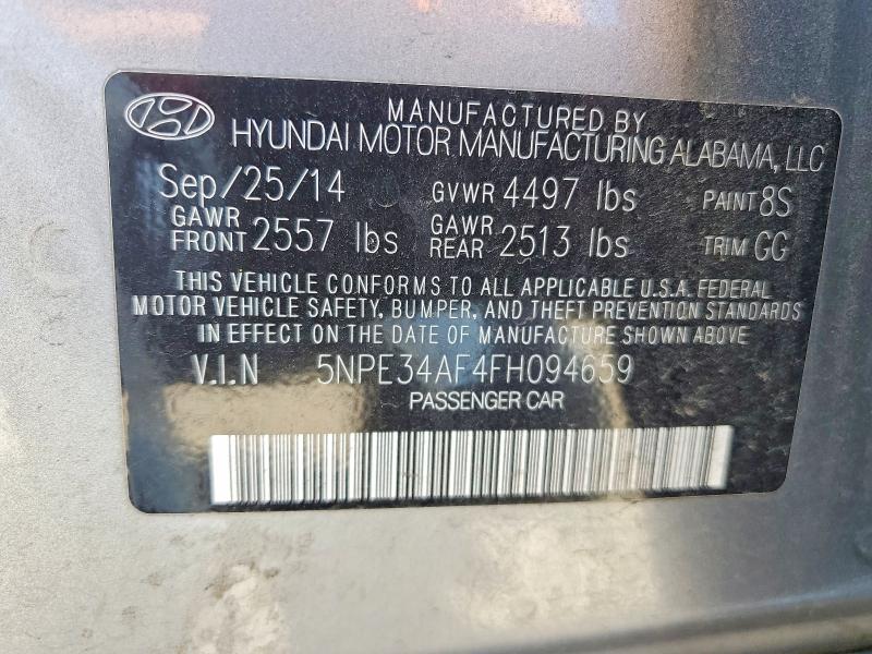 62233286 :رقم المزاد ، 5NPE34AF4FH094659 vin ، 2015 Hyundai Sonata مزاد بيع