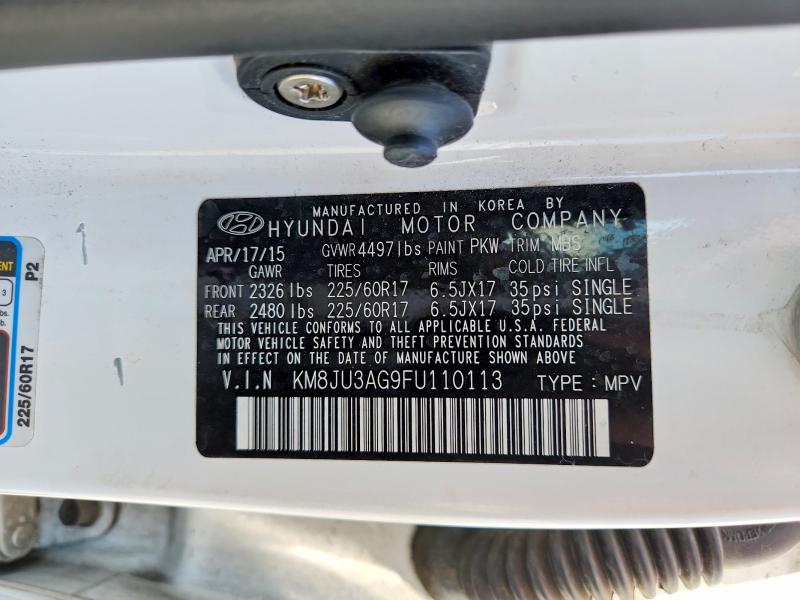 Продажа на аукционе авто 2015 Hyundai Tucson, vin: KM8JU3AG9FU110113, номер лота: 61516906