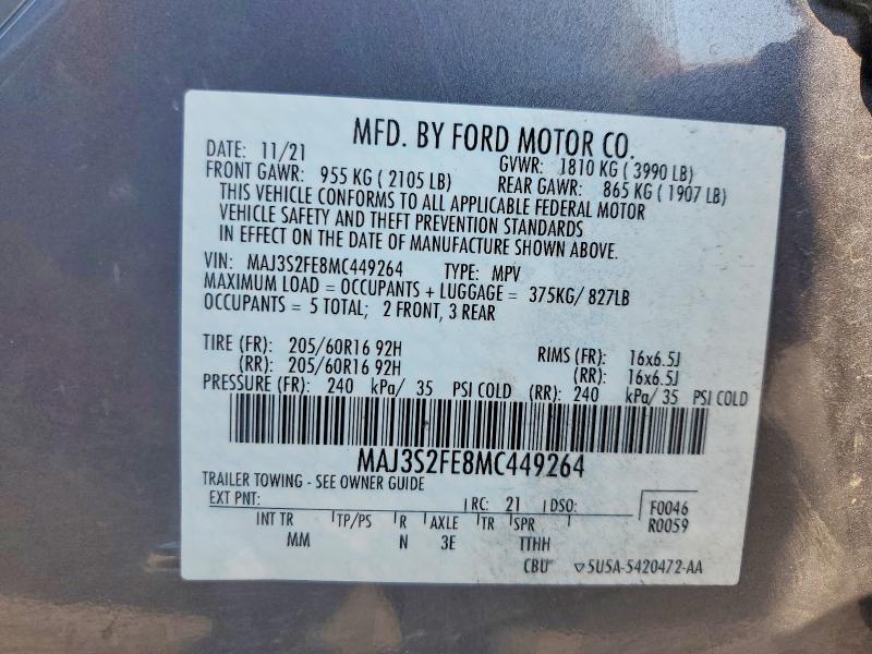 Продаж на аукціоні авто 2021 Ford Ecosport, vin: MAJ3S2FE8MC449264, номер лоту: 60714136