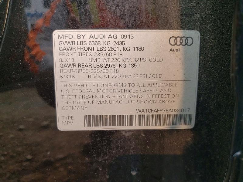 Продаж на аукціоні авто 2014 Audi Q5, vin: WA1CFAFP7EA034017, номер лоту: 60517676