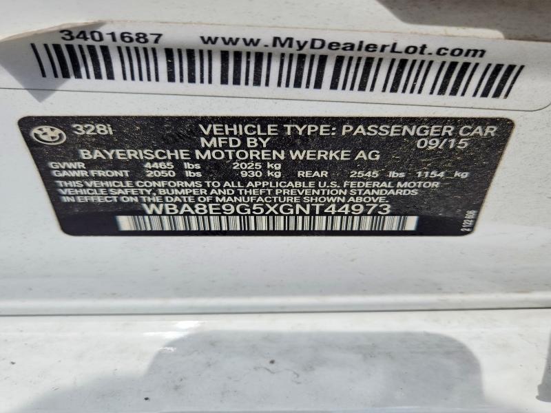 59695156 :رقم المزاد ، WBA8E9G5XGNT44973 vin ، 2016 Bmw 328 مزاد بيع
