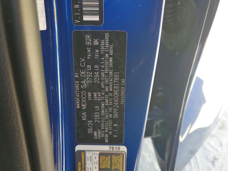 Aukcja sprzedaży 2024 Kia Forte, vin: 3KPF24AD0RE817891, numer aukcji: 62274366