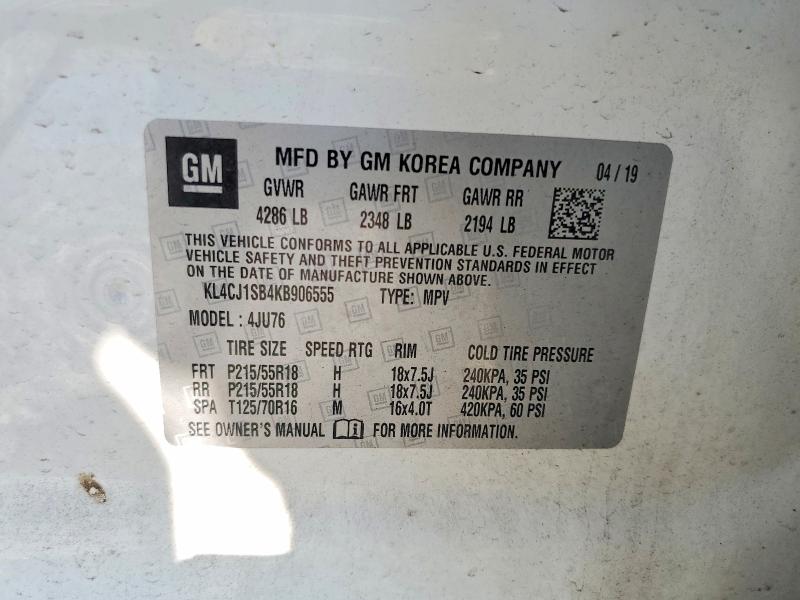 Aukcja sprzedaży 2019 Buick Encore, vin: KL4CJ1SB4KB906555, numer aukcji: 62886036