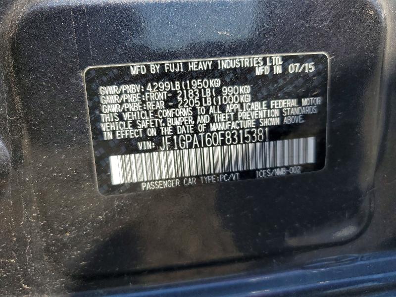 62876006 :رقم المزاد ، JF1GPAT60F8315381 vin ، 2015 Subaru Impreza مزاد بيع