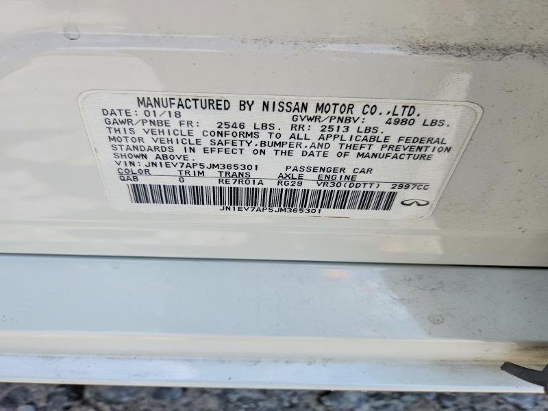 61002066 :رقم المزاد ، JN1EV7AP5JM365301 vin ، 2018 Infiniti Q50 مزاد بيع