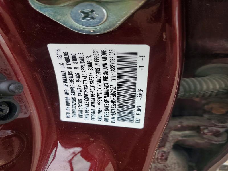 Продажа на аукционе авто 2015 Honda Civic, vin: 19XFB2F85FE052687, номер лота: 62155236