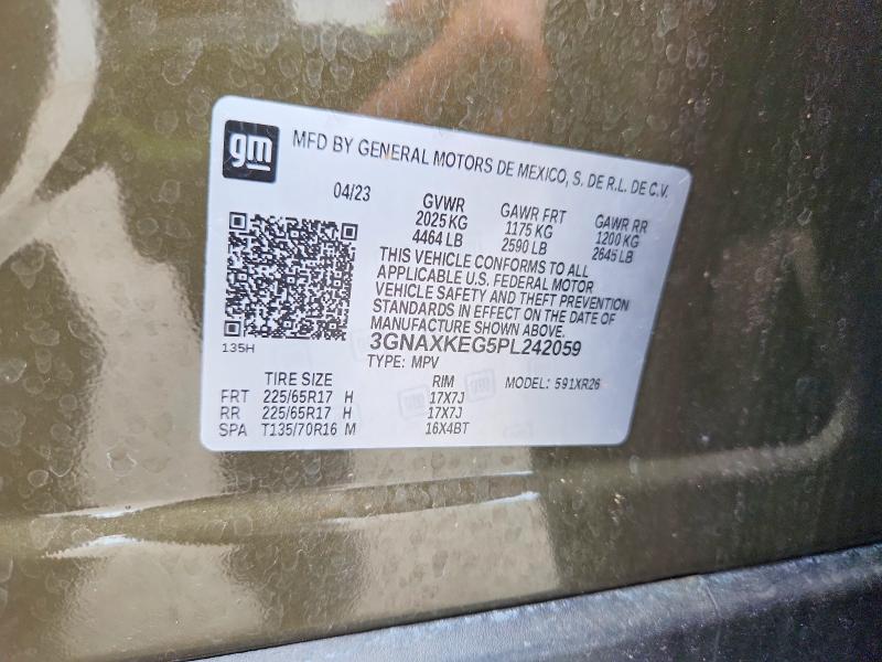 Продаж на аукціоні авто 2023 Chevrolet Equinox, vin: 3GNAXKEG5PL242059, номер лоту: 62786046
