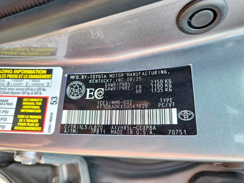 Aukcja sprzedaży 2025 Toyota Camry, vin: 4T1DBADKXSU541626, numer aukcji: 58982726