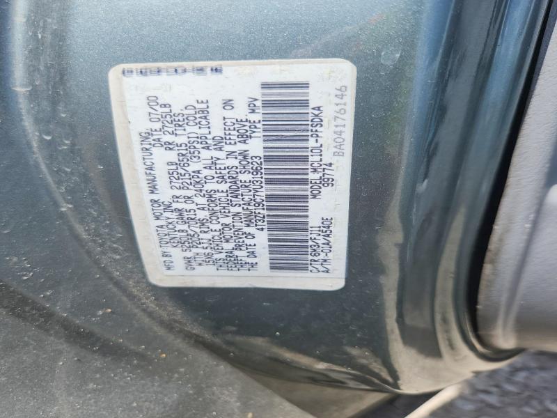 60465626 :رقم المزاد ، 4T3ZF19C7YU319623 vin ، 2000 Toyota Sienna مزاد بيع