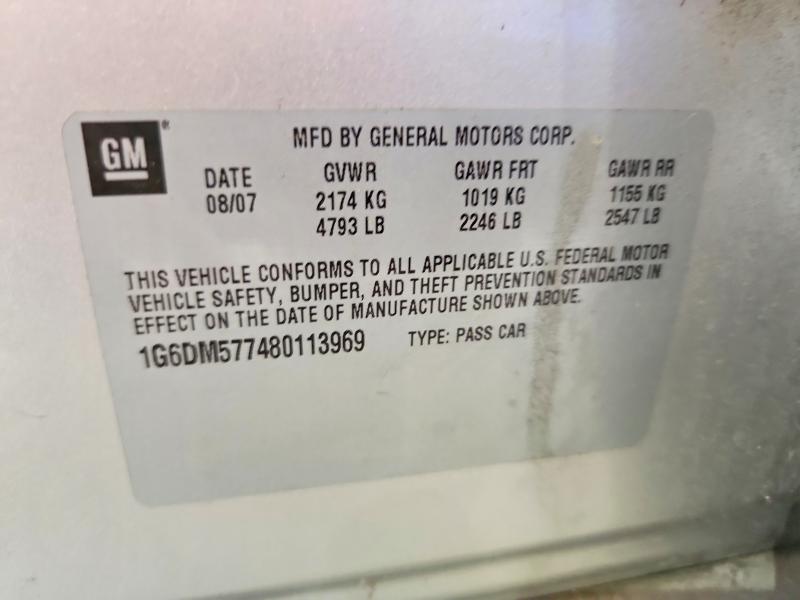 60773916 :رقم المزاد ، 1G6DM577480113969 vin ، 2008 Cadillac Cts مزاد بيع