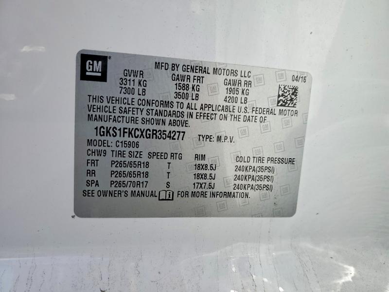 Продажа на аукционе авто 2016 Gmc Yukon Xl, vin: 1GKS1FKCXGR354277, номер лота: 59775576