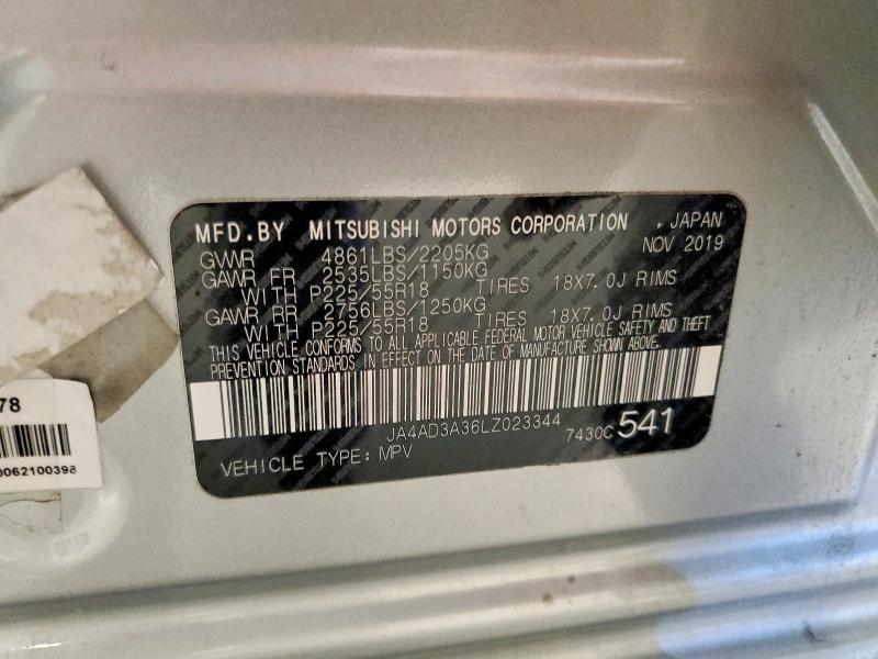 2020 Mitsubishi Outlander მანქანა იყიდება აუქციონზე, vin: JA4AD3A36LZ023344, აუქციონის ნომერი: 59346716