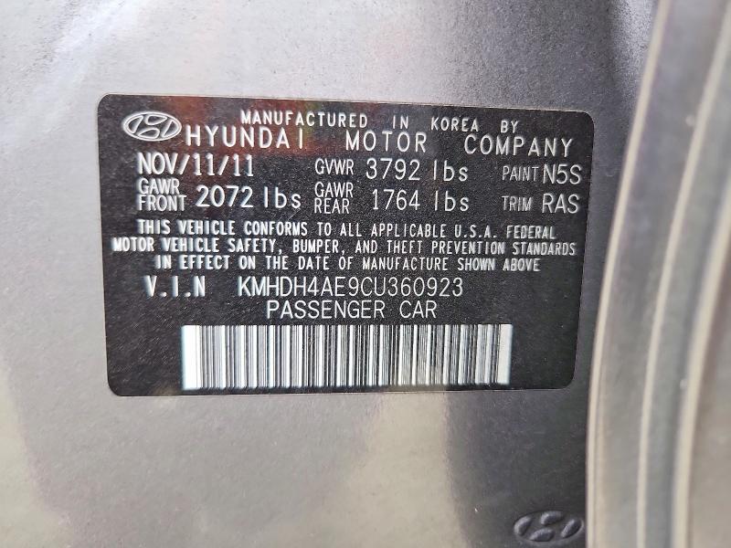 Aukcja sprzedaży 2012 Hyundai Elantra, vin: KMHDH4AE9CU360923, numer aukcji: 85994275