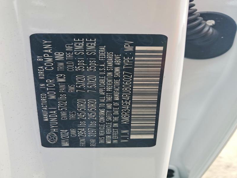 60847846 :رقم المزاد ، KM8R34GE4RU806027 vin ، 2024 Hyundai Palisade مزاد بيع