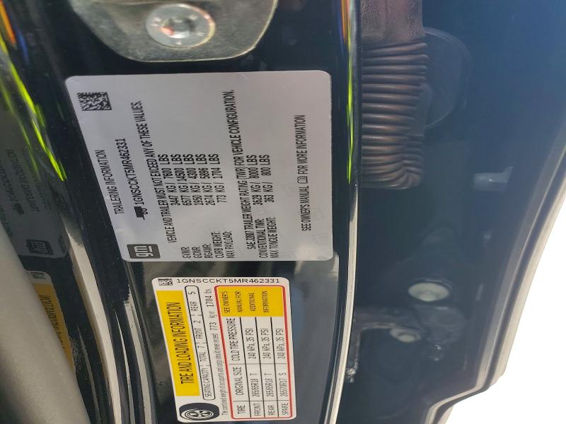 2021 Chevrolet Suburban მანქანა იყიდება აუქციონზე, vin: 1GNSCCKT5MR462331, აუქციონის ნომერი: 59960216