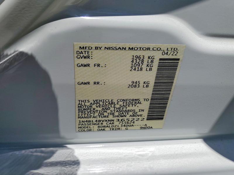 Продажа на аукционе авто 2022 Nissan Altima, vin: 1N4BL4BVXNN365222, номер лота: 59391566