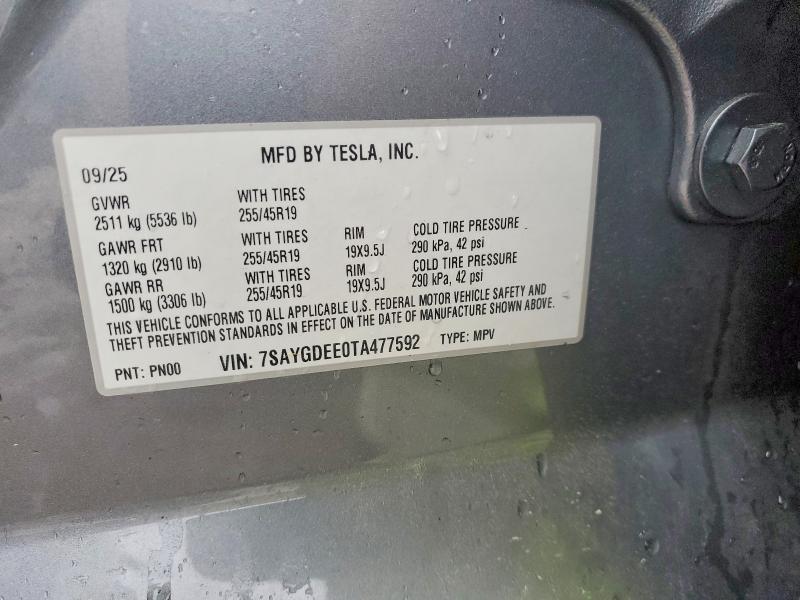 Aukcja sprzedaży 2026 Tesla Model Y, vin: 7SAYGDEE0TA477592, numer aukcji: 59398256