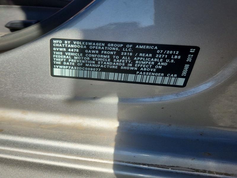 Aukcja sprzedaży 2013 Volkswagen Passat, vin: 1VWBP7A32DC009077, numer aukcji: 59228136