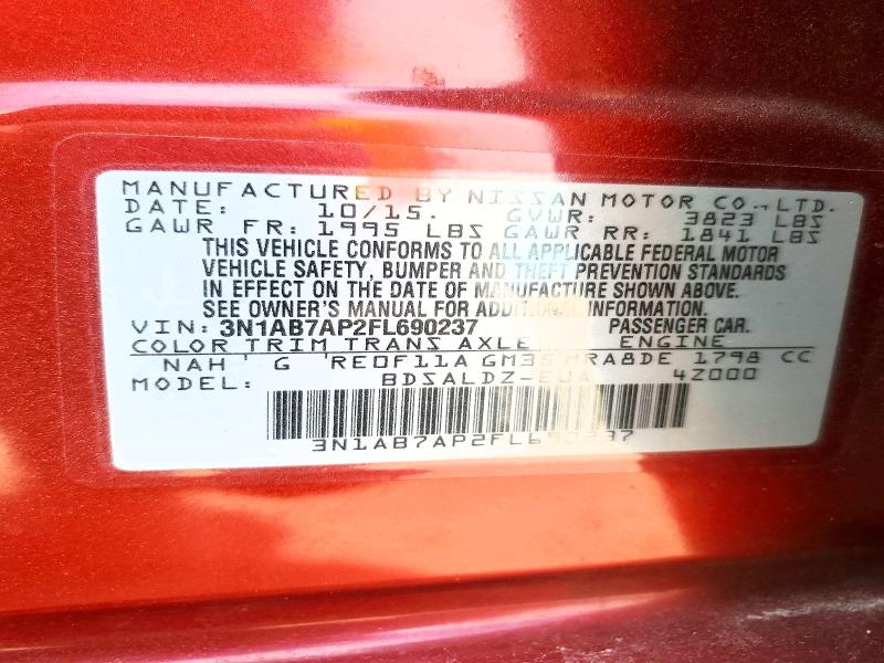 Aukcja sprzedaży 2015 Nissan Sentra, vin: 3N1AB7AP2FL690237, numer aukcji: 59713006