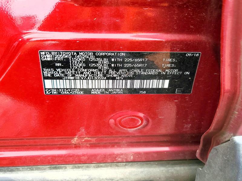 59690496 :رقم المزاد ، JTMWFREV7JD130594 vin ، 2018 Toyota Rav4 مزاد بيع