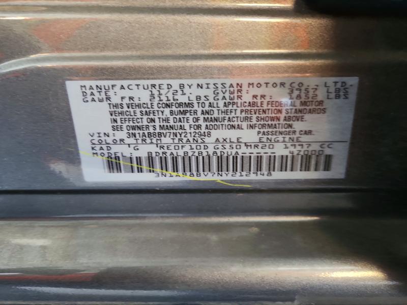 2022 Nissan Sentra მანქანა იყიდება აუქციონზე, vin: 3N1AB8BV7NY212948, აუქციონის ნომერი: 60889386