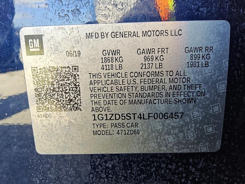 Auction sale of the 2020 Chevrolet Malibu, vin: 1G1ZD5ST4LF006457, lot number: 60279926
