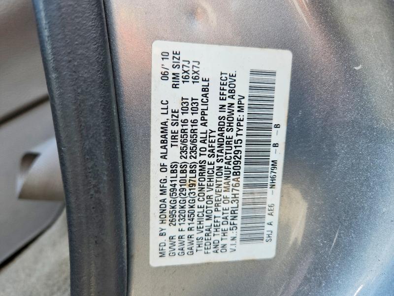Aukcja sprzedaży 2010 Honda Odyssey, vin: 5FNRL3H76AB092915, numer aukcji: 60839576