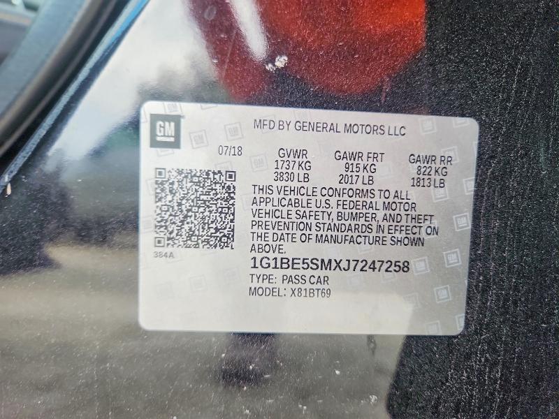 Продажа на аукционе авто 2018 Chevrolet Cruze, vin: 1G1BE5SMXJ7247258, номер лота: 61699116