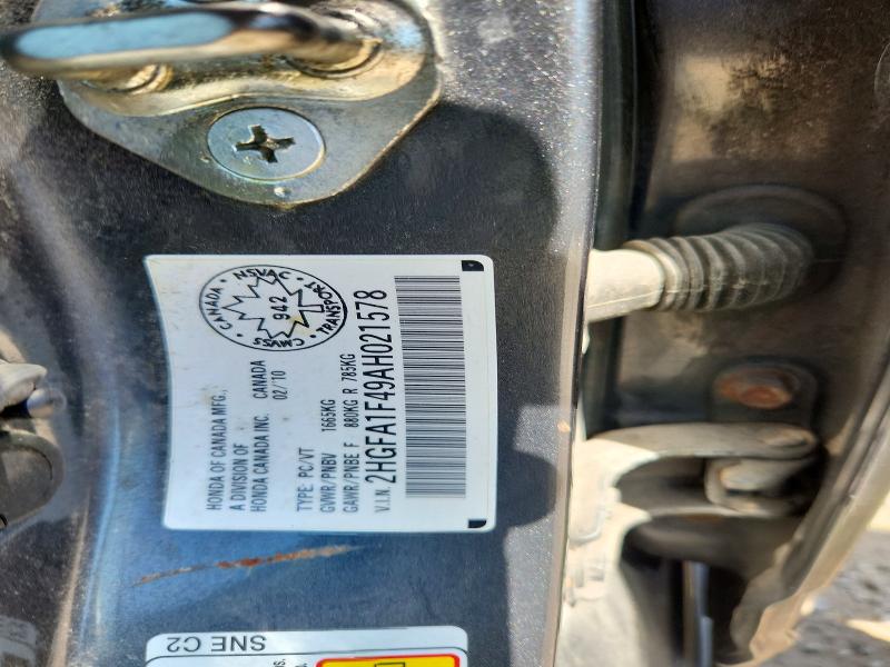 2010 Honda Civic მანქანა იყიდება აუქციონზე, vin: 2HGFA1F49AH021578, აუქციონის ნომერი: 63185696