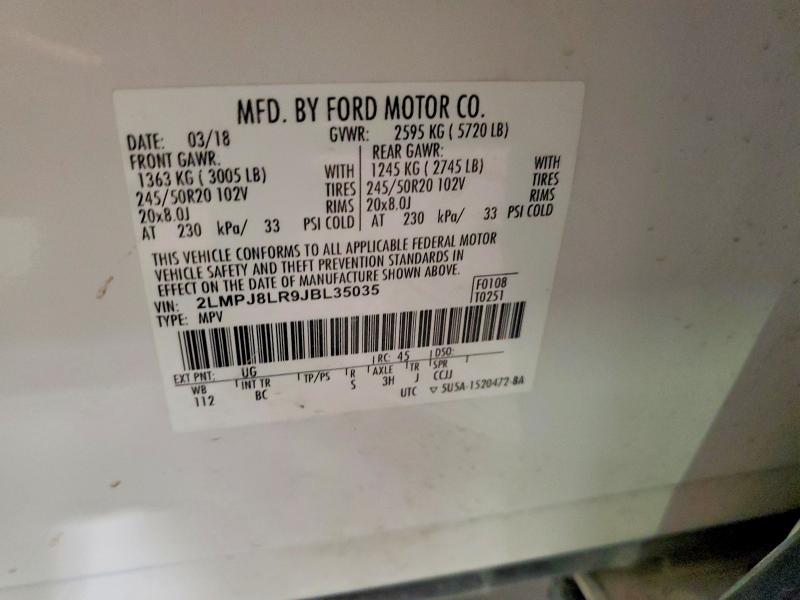 Продажа на аукционе авто 2018 Lincoln Mkx, vin: 2LMPJ8LR9JBL35035, номер лота: 62580246