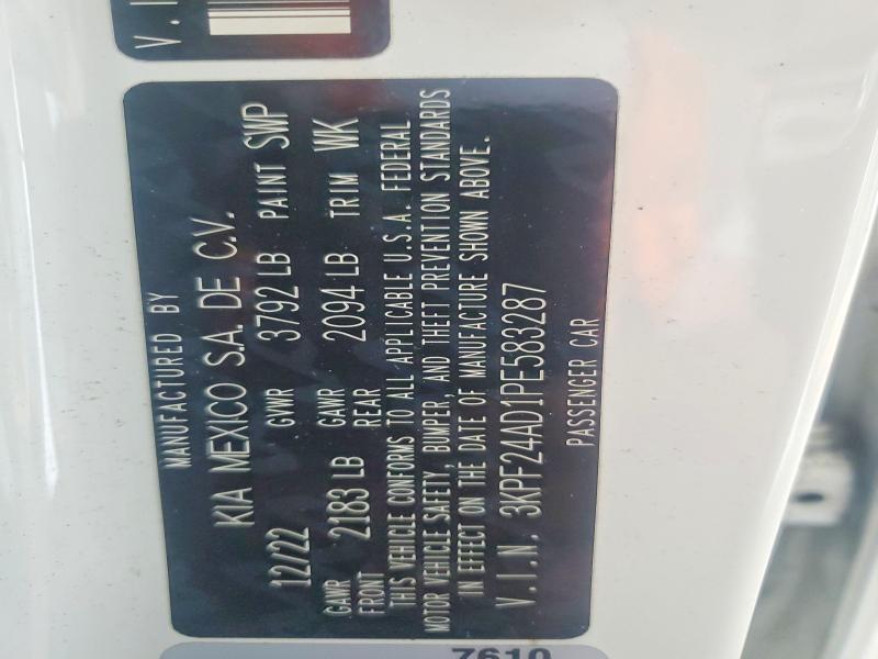 Aukcja sprzedaży 2023 Kia Forte, vin: 3KPF24AD1PE583287, numer aukcji: 60483286