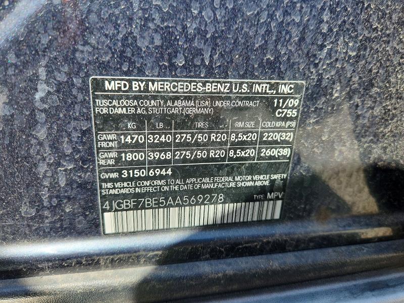 Продаж на аукціоні авто 2010 Mercedes-benz Gl, vin: 4JGBF7BE5AA569278, номер лоту: 62811736