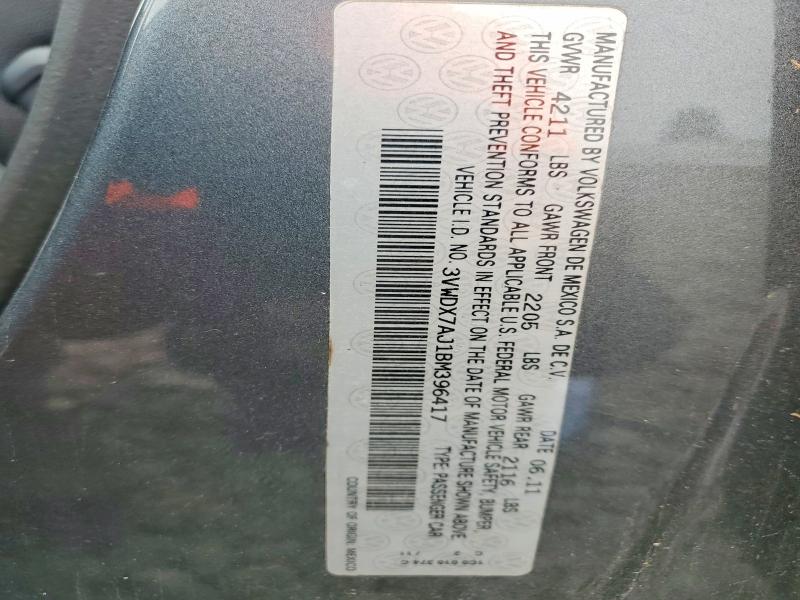 Продажа на аукционе авто 2011 Volkswagen Jetta, vin: 3VWDX7AJ1BM396417, номер лота: 61776026
