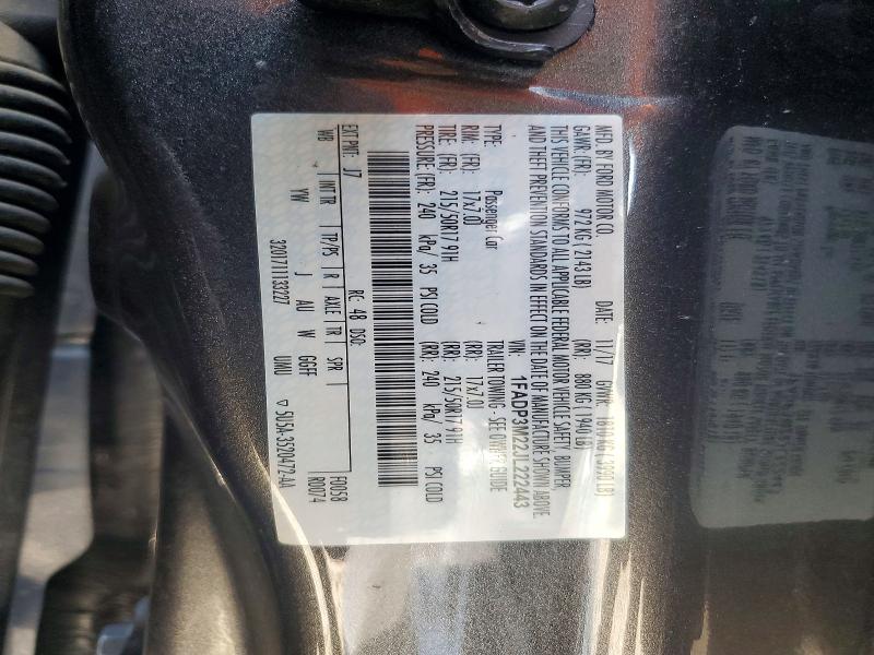2018 Ford Focus მანქანა იყიდება აუქციონზე, vin: 1FADP3M22JL222443, აუქციონის ნომერი: 63422106