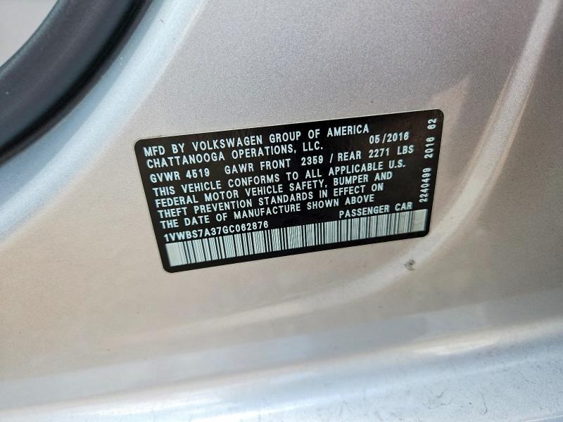 Aukcja sprzedaży 2016 Volkswagen Passat, vin: 1VWBS7A37GC062876, numer aukcji: 60136886