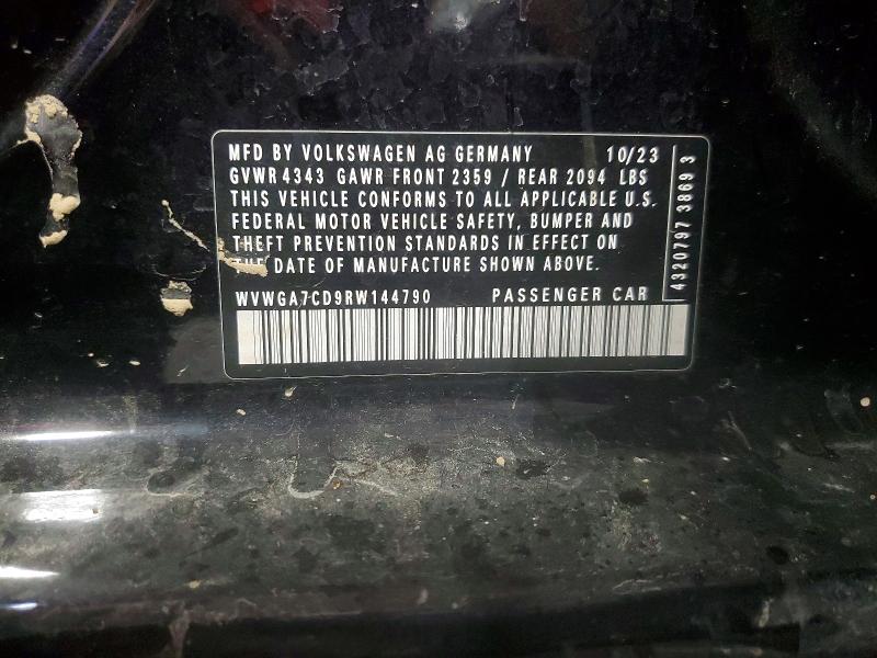 2024 Volkswagen Gti მანქანა იყიდება აუქციონზე, vin: WVWGA7CD9RW144790, აუქციონის ნომერი: 59961456