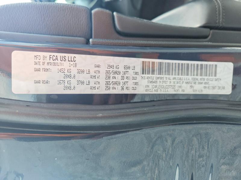 61215736 :رقم المزاد ، 1C4RJEAG0JC277535 vin ، 2018 Jeep Grand Cherokee مزاد بيع